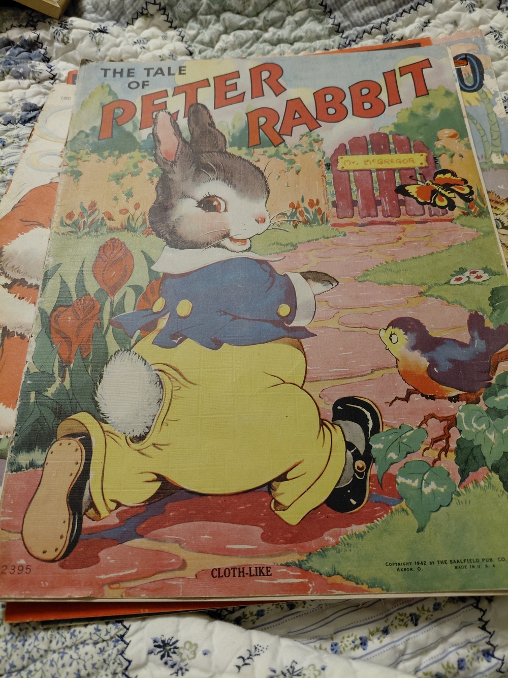 Vintage Peter Rabbit Decorative Cloth-Like Book - Yellow & Blue
